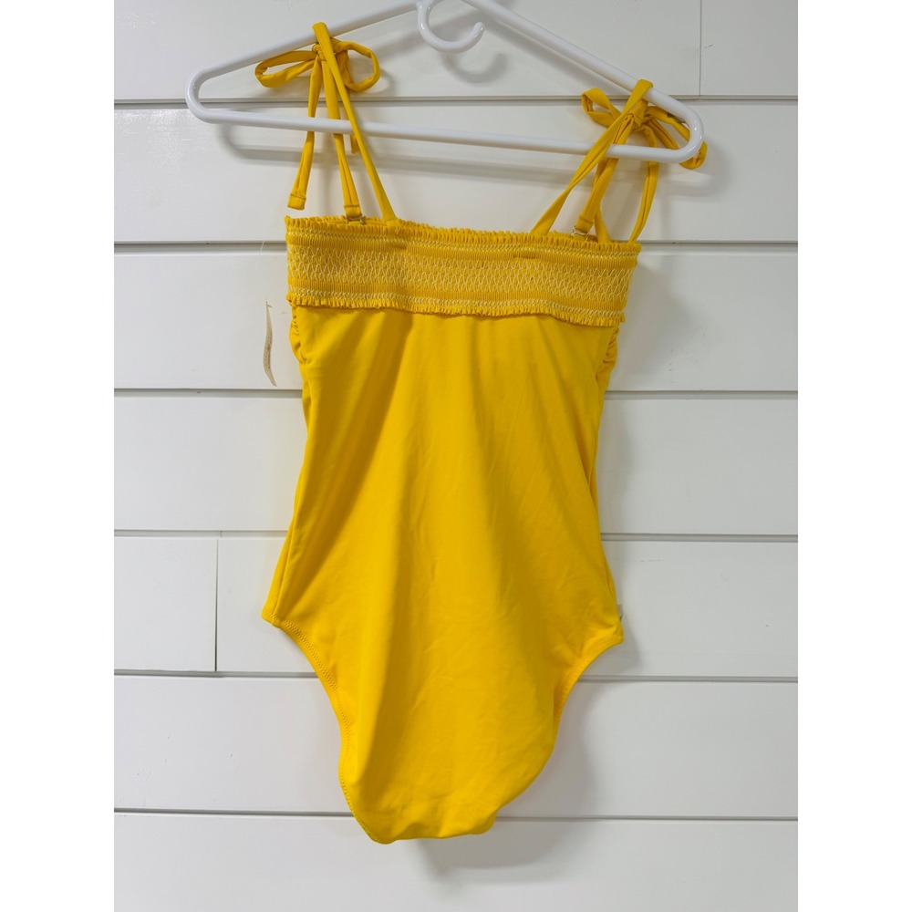Draper James Lands End Yellow Smocked Tie Shoulder One Piece Swimsuit Size 2 NEW - Picture 3 of 9